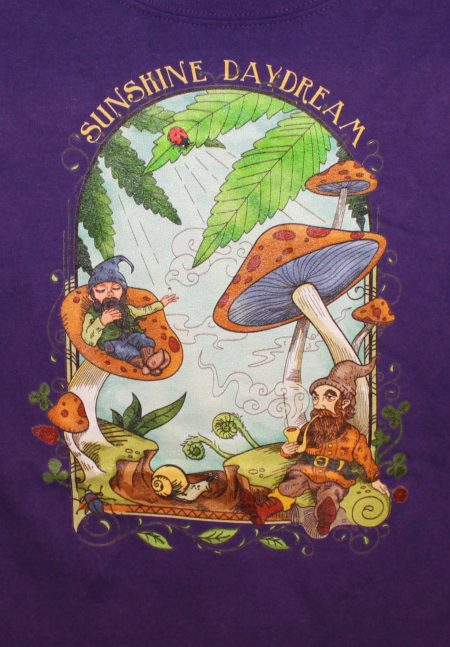 mushrooms and gnomes womens tshirt purple
