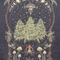 mens marijuana flowers with mushrooms tshirt